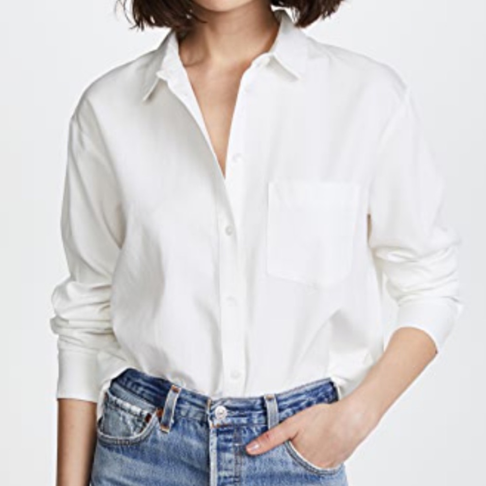Madewell Drapey Oversized Boyshirt Button Down Long Sleeve Collar White Large